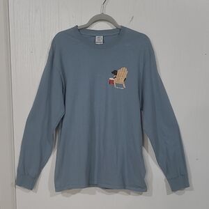 Dog Is Good Mens L/S Blue Black Lab Beer Graphic Tee T-shirt Size Large